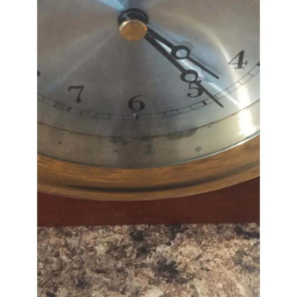Tiffany & Co Brass Commemorative Ship's Clock with Mahogany Base
